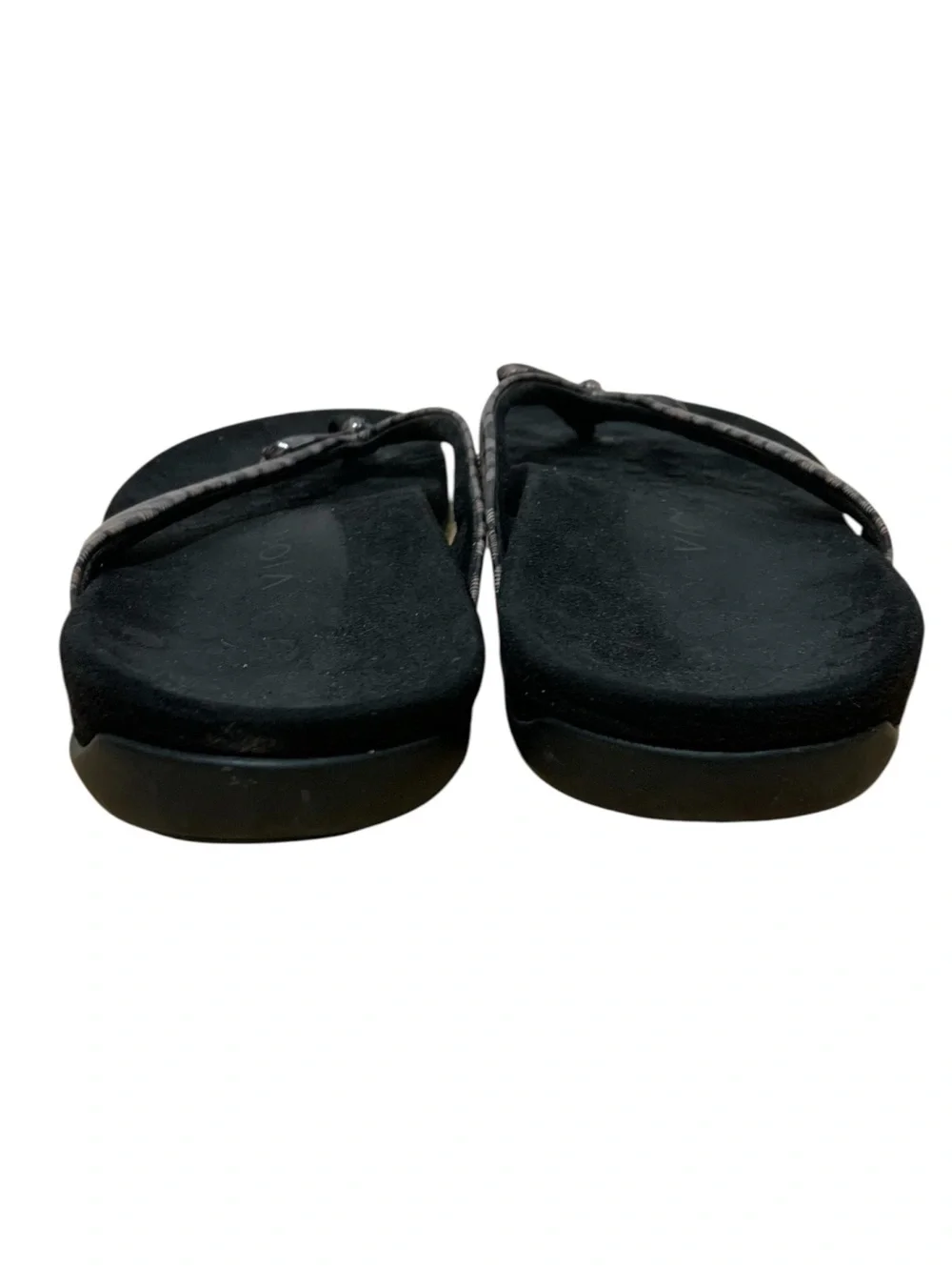 Vionic Women's Black Patterned Strap Flip Flop Sandals size 8.5